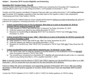 2018 Vacation Eligibility